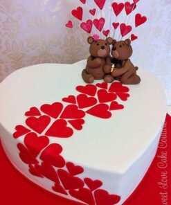 Teddy Bear Heart Shape Cake